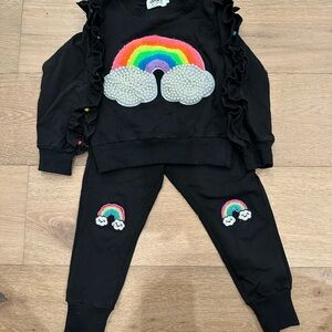 Lola Black Top with Rainbow Design
